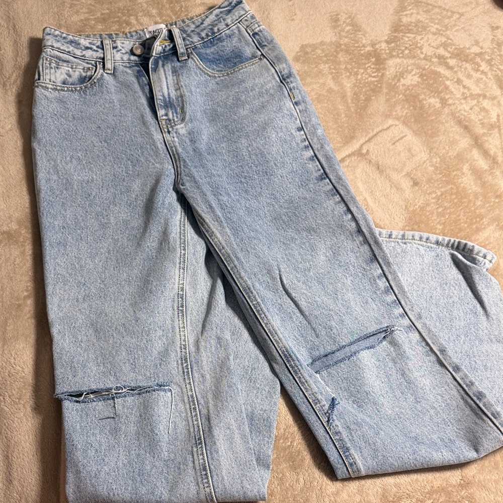 Princess Polly Light Blue Straight Leg Jeans
